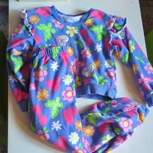 R2 Purple Kids Sweatshirt Joggers Set with Hearts, Flowers & Butterflies 6